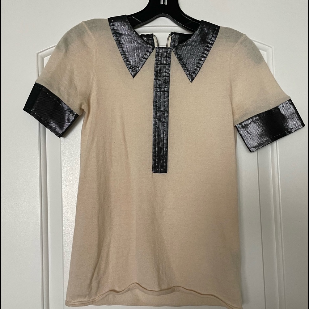 Marc Jacobs Ivory Cashmere Blend Unique Top Sweater XS Short Sleeved